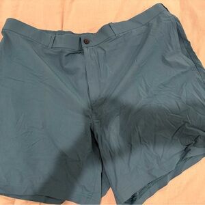 Men's Teal Flat Front Shorts
